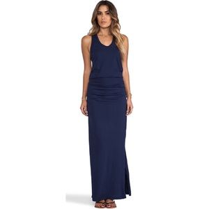 Bobi Supreme Ruched Hip Maxi Dress Slit Side Long Size S